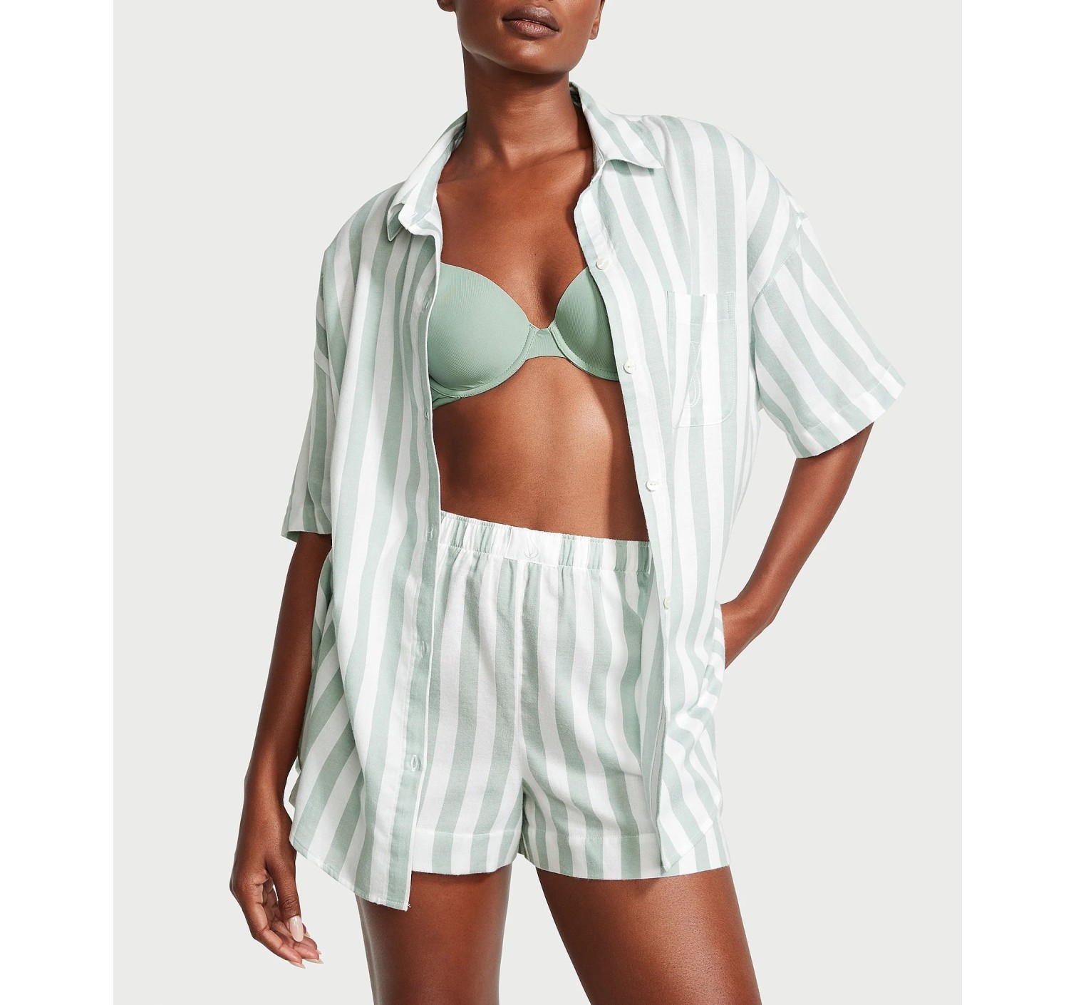 Пижама Modal-Cotton Short Pajama Set Seasalt Green Stripes