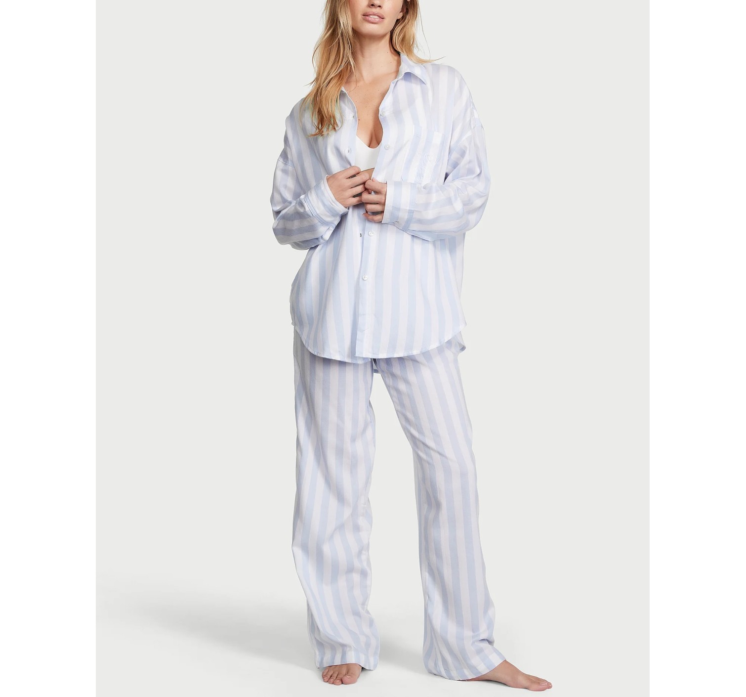 Пижама Cotton-Modal Long Pj Set Blue Crescent Stripe 