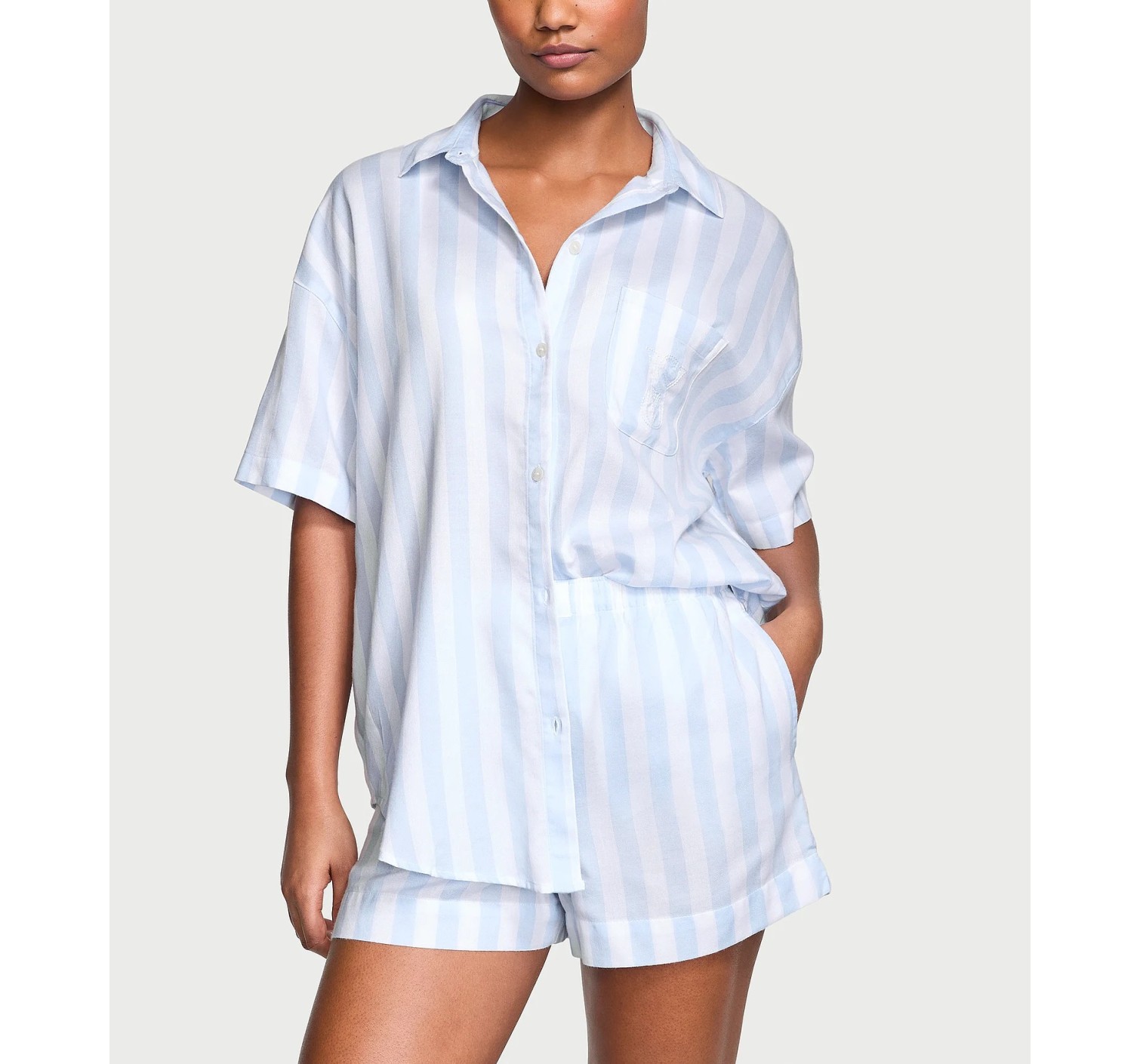 Піжама Modal-Cotton Short Pajama Set Blue Crescent Stripe
