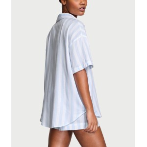 Піжама Modal-Cotton Short Pajama Set Blue Crescent Stripe