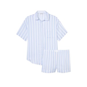Піжама Modal-Cotton Short Pajama Set Blue Crescent Stripe