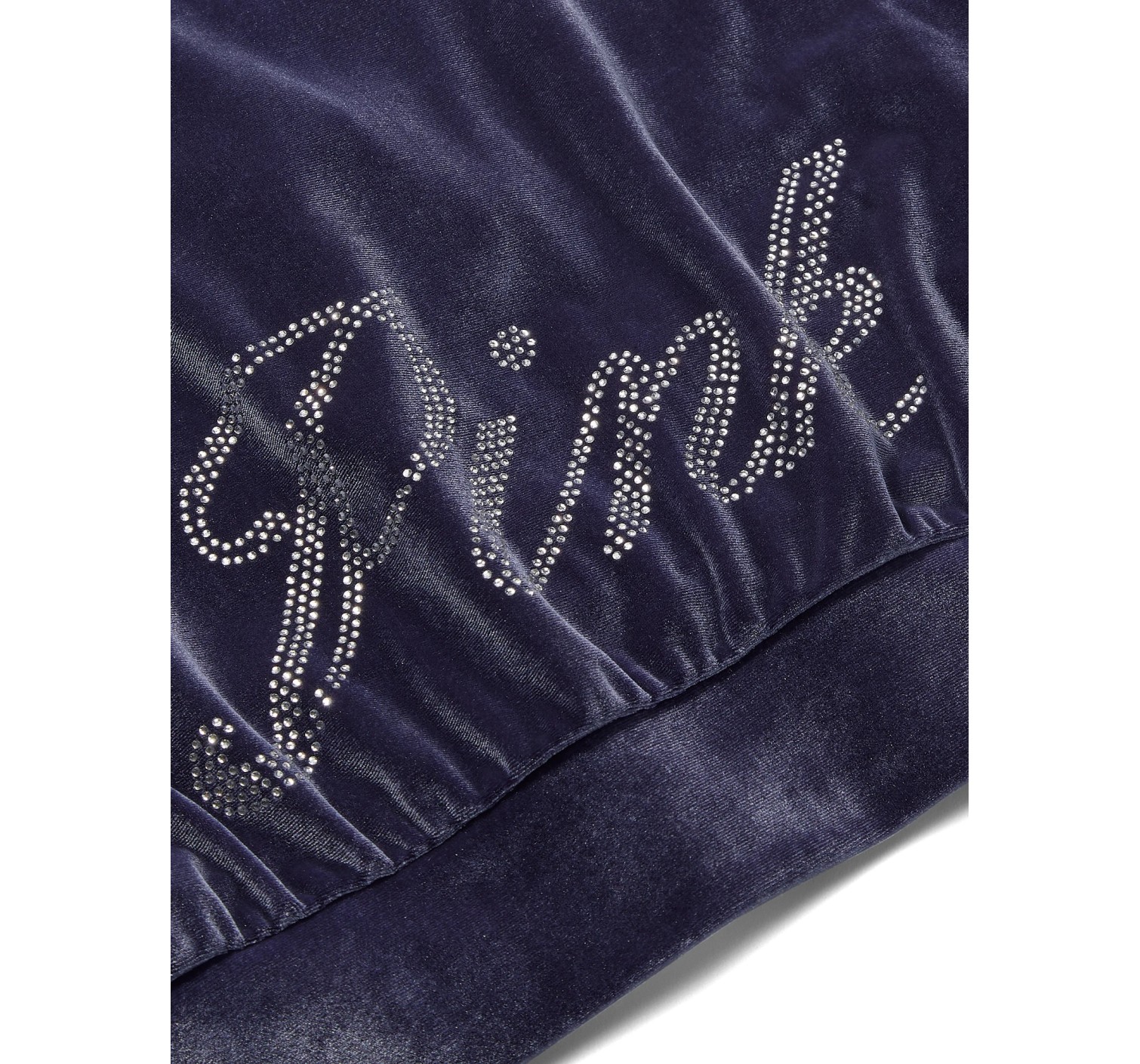 Спортивный костюм Velour Shine Logo Full-Zip Crop Hoodie Wide-Leg Midnight Navy