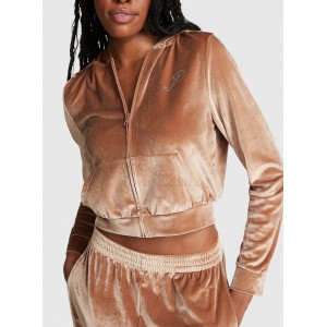 Спортивний костюм Velour Shine Logo Full-Zip Crop Hoodie Wide-Leg Caramel Kiss