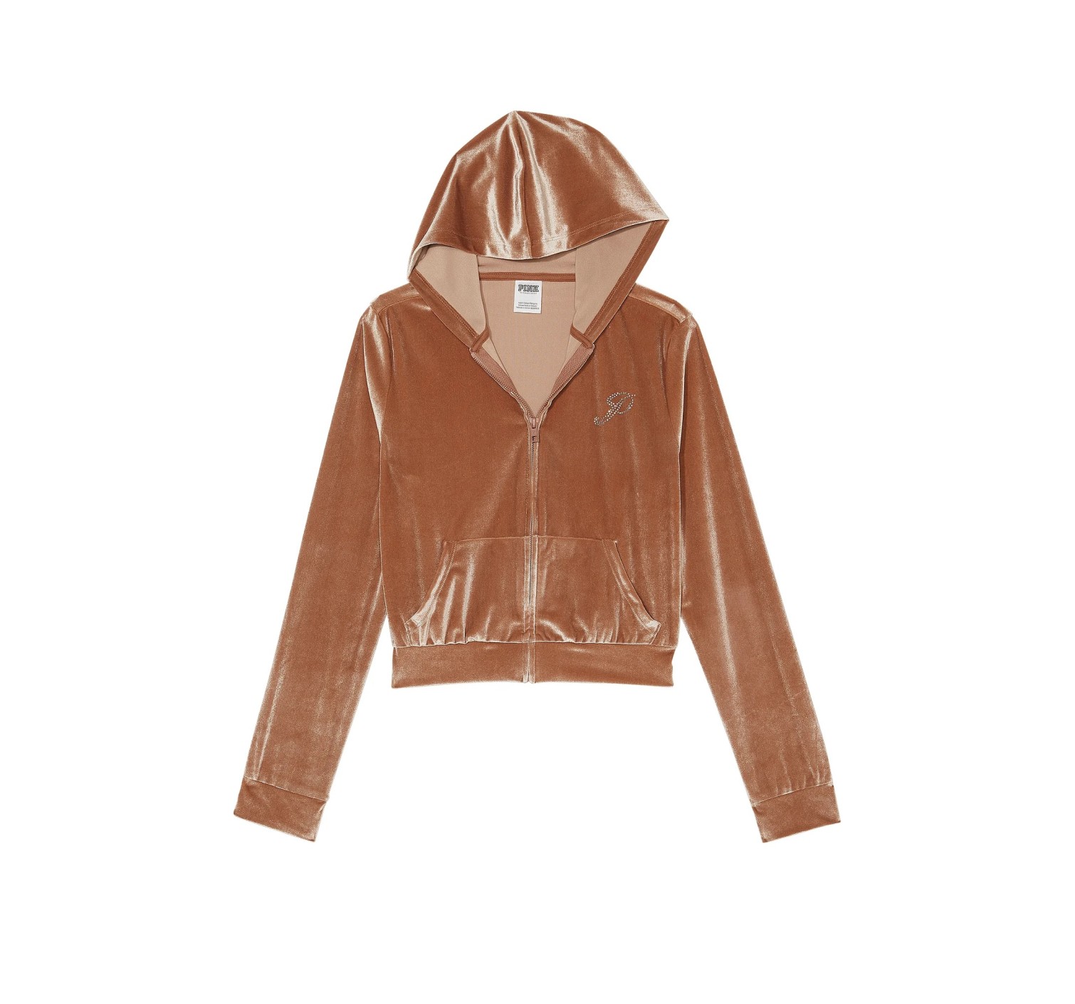 Спортивний костюм Velour Shine Logo Full-Zip Crop Hoodie Wide-Leg Caramel Kiss