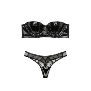 Комплект белья Very Sexy Faux Patent Leather Strapless Longline Balconette Bra Set