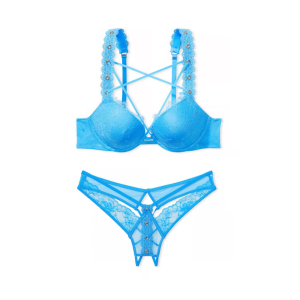 Комплект білизни Rose Lace & Grommet Push-Up Bra Capri Blue