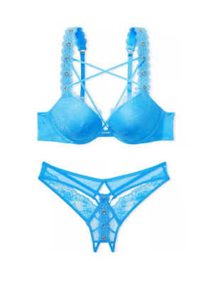 Комплект белья Rose Lace & Grommet Push-Up Bra Capri Blue