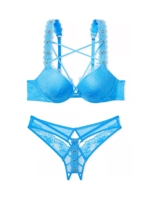 Комплект белья Rose Lace & Grommet Push-Up Bra Capri Blue