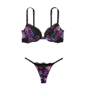Комплект белья Shine Strap Lace Push-Up Bra Thong Moody Floral