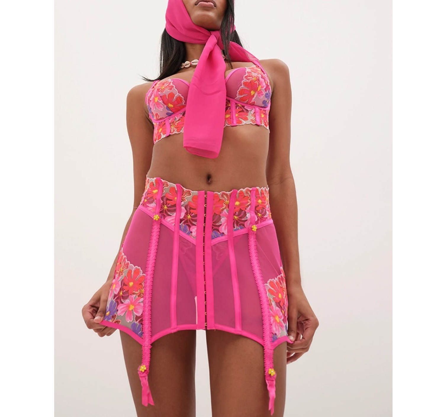 Топ + Корсет- юбка Bright Pink Love & Lemons