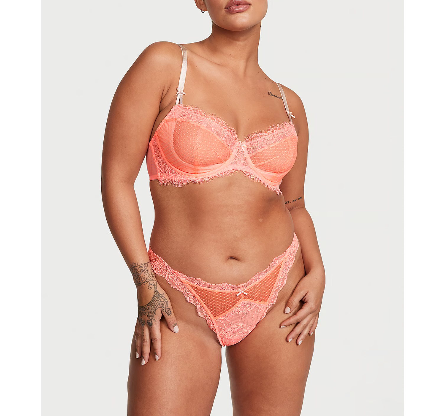 Комплект білизни Wicked Lace Unlined Balconette Bra Set Neon Nectar