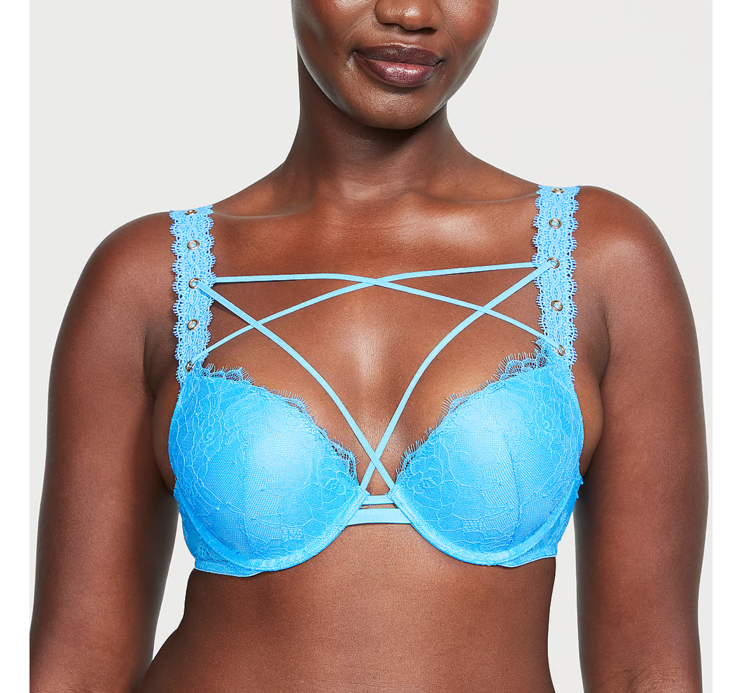 Комплект білизни Rose Lace & Grommet Push-Up Bra Capri Blue