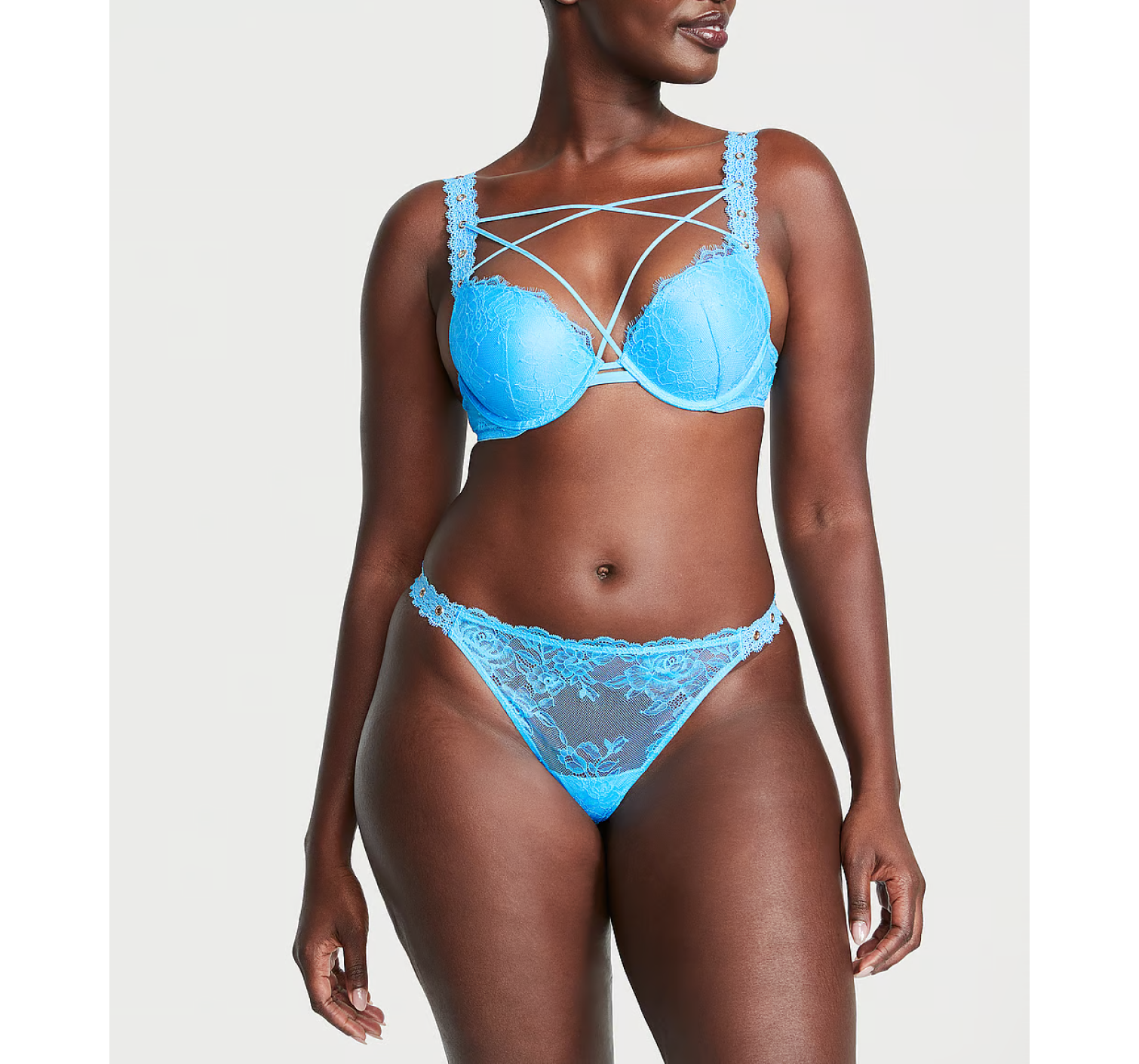 Комплект білизни Rose Lace & Grommet Push-Up Bra Capri Blue
