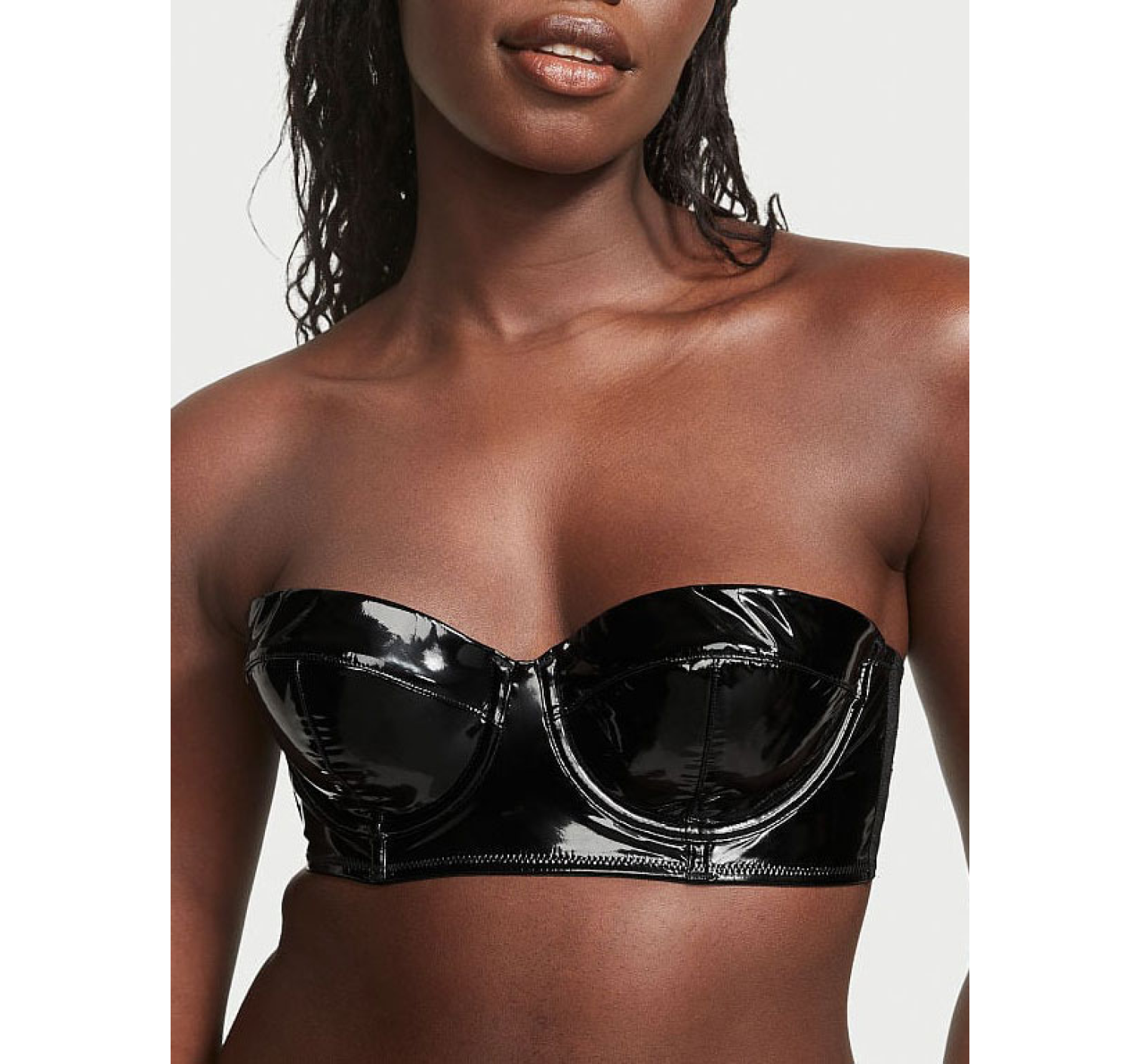 Комплект белья Very Sexy Faux Patent Leather Strapless Longline Balconette Bra Set
