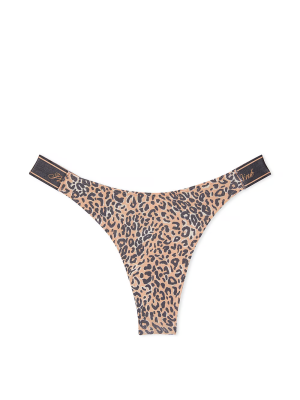 Трусики Logo Cotton High-Leg Thong Panty Praline Leopard Print PINK