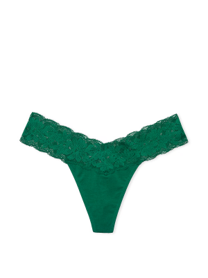 Трусики Lace-Waist Cotton Thong Panty Green