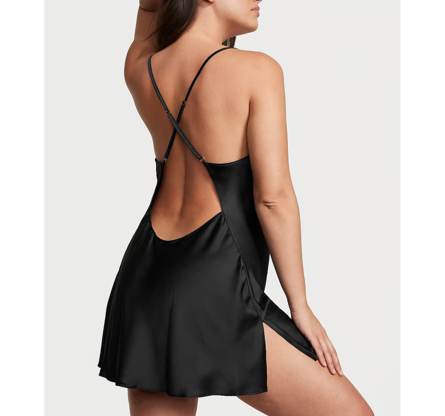 Пеньюар Satin Open-Back Slip Black