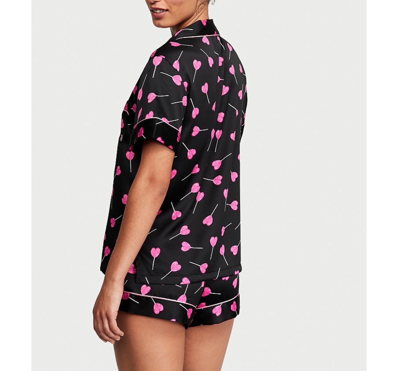 Піжама Satin Short Pajama Set Black Hearts