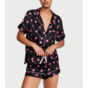 Піжама Satin Short Pajama Set Black Hearts