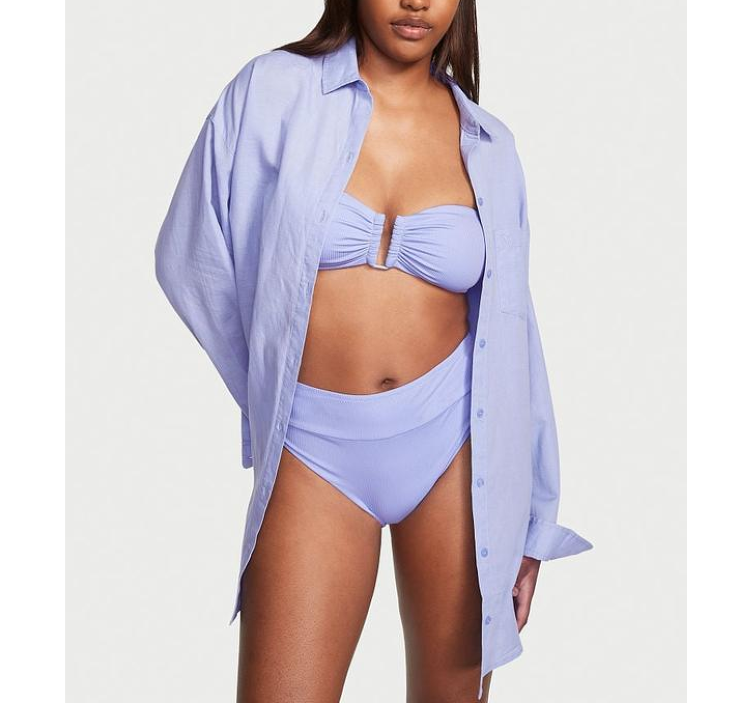 Рубашка Oversized Linen Shirt Cover Up Blue