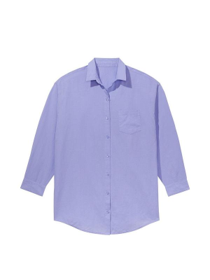 Рубашка Oversized Linen Shirt Cover Up Blue