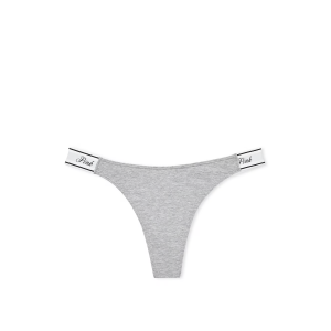 Трусики Logo Cotton High-Leg Thong Panty Heather Medium Grey PINK