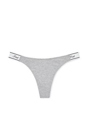 Трусики Logo Cotton High-Leg Thong Panty Heather Medium Grey PINK