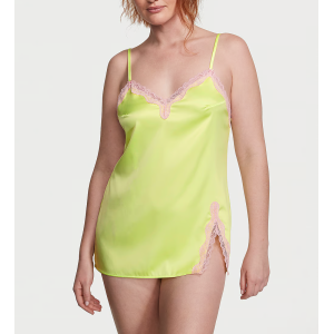 Пеньюар Tease Satin Lace-Trim Mini Slip Citron Glow