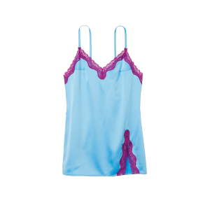 Пеньюар Tease Satin Lace-Trim Mini Slip Bikini Blue