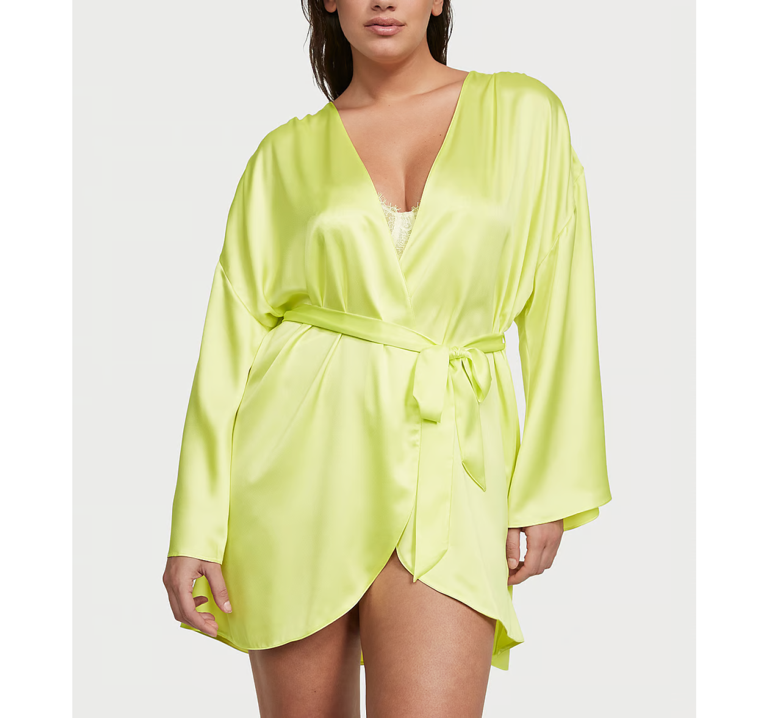 Сатиновий халат Bride Embellished Satin Short Robe Citron Glow