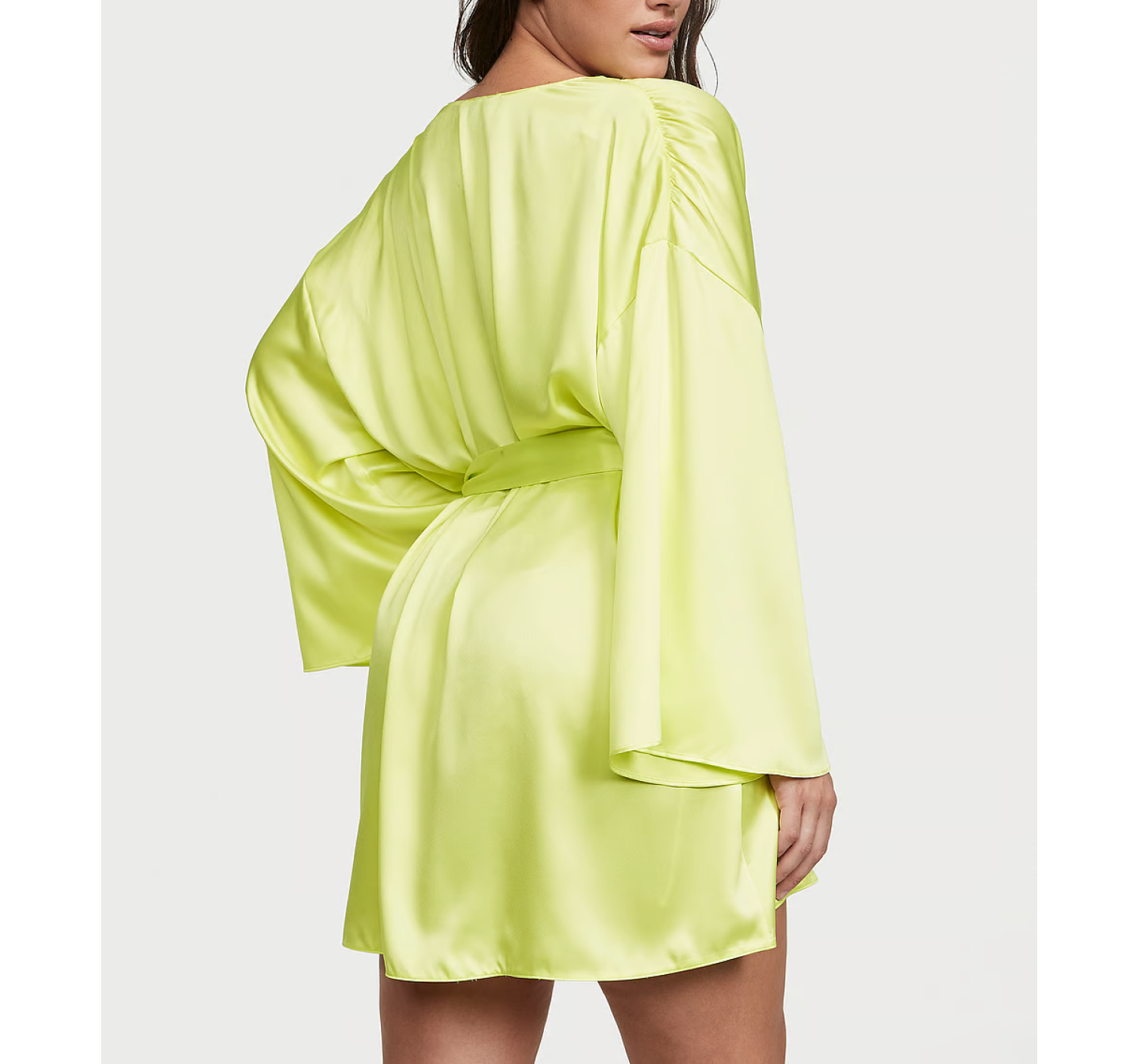 Сатиновий халат Bride Embellished Satin Short Robe Citron Glow