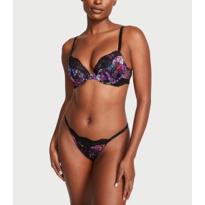 Комплект белья Shine Strap Lace Push-Up Bra Thong Moody Floral