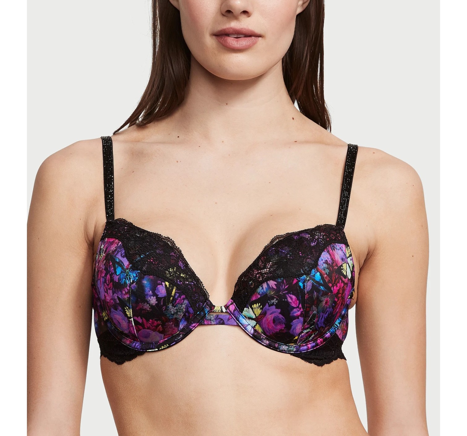 Комплект белья Shine Strap Lace Push-Up Bra Thong Moody Floral