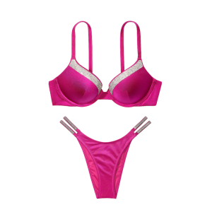 Купальник Shine-Trim Push-Up Bikini Top Brazilian Bikini Bottom Berry Blush