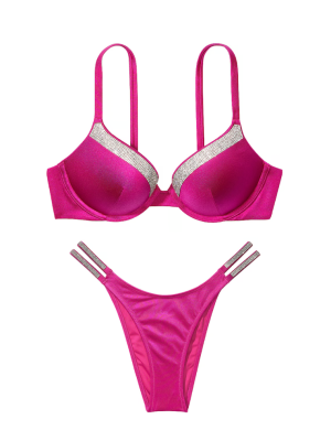 Купальник Shine-Trim Push-Up Bikini Top Brazilian Bikini Bottom Berry Blush