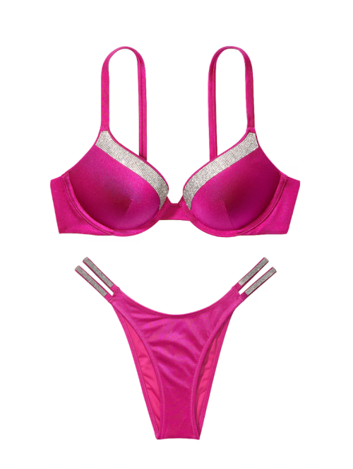Купальник Shine-Trim Push-Up Bikini Top Brazilian Bikini Bottom Berry Blush