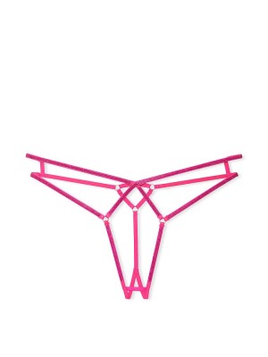 Трусики Crotchless Shine Strappy Thong Panty Pink