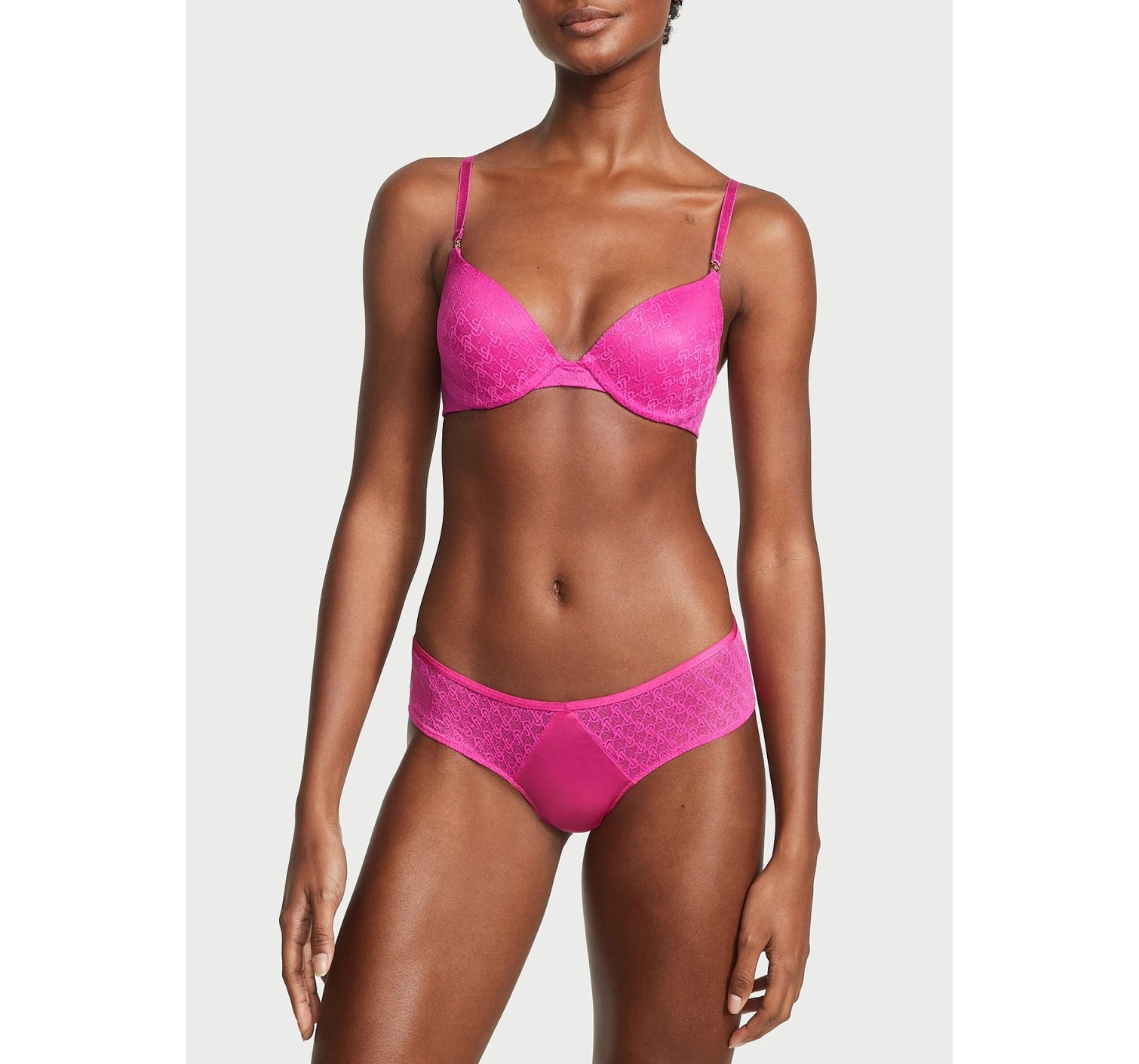Комплект белья Icon Push-Up Demi Bra Fuchsia Frenzy Thong Set