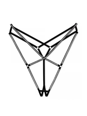 Трусики Crotchless Shine Strappy Thong Panty Black
