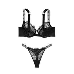 Комплект білизни The Fabulous Full-Cup Shine Strap Lace Bra Black Set