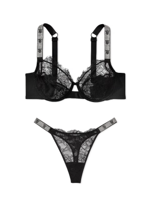 Комплект білизни The Fabulous Full-Cup Shine Strap Lace Bra Black Set