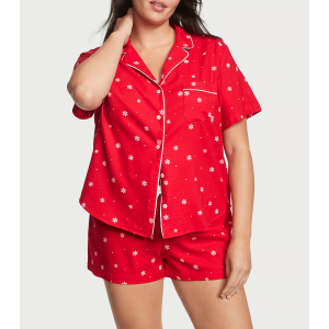 Пижама Flannel Short Pajama Set Lipstick Snowflakes