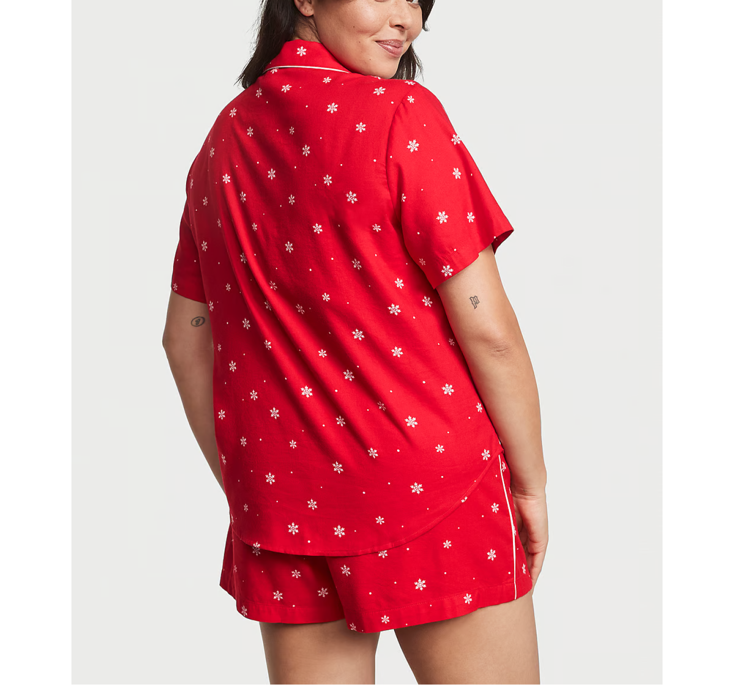 Пижама Flannel Short Pajama Set Lipstick Snowflakes