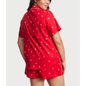 Пижама Flannel Short Pajama Set Lipstick Snowflakes