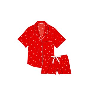 Пижама Flannel Short Pajama Set Lipstick Snowflakes