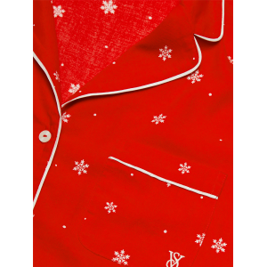 Пижама Flannel Short Pajama Set Lipstick Snowflakes