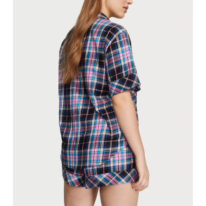 Пижама Flannel Short Pajama Set Pink Blue & Black Plaid