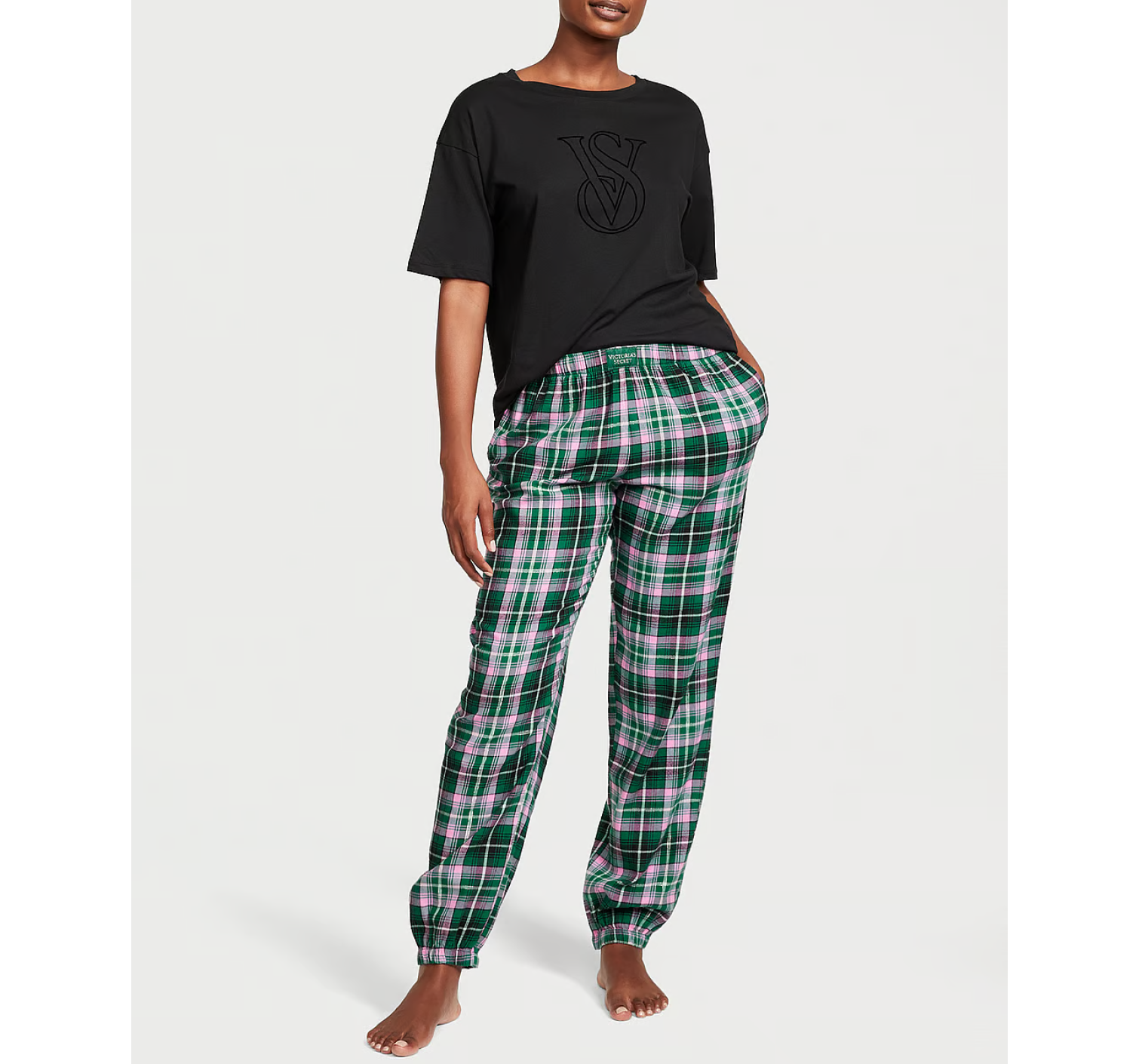 Пижама Flannel Jogger Tee-Jama Set Green/Pink Pop Plaid
