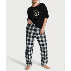 Піжама Flannel Jogger Tee-Jama Set Black & White Check