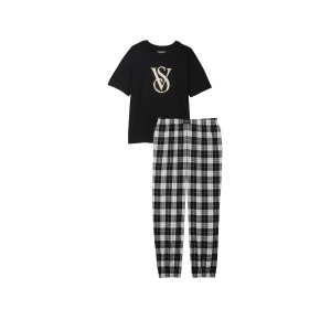 Піжама Flannel Jogger Tee-Jama Set Black & White Check